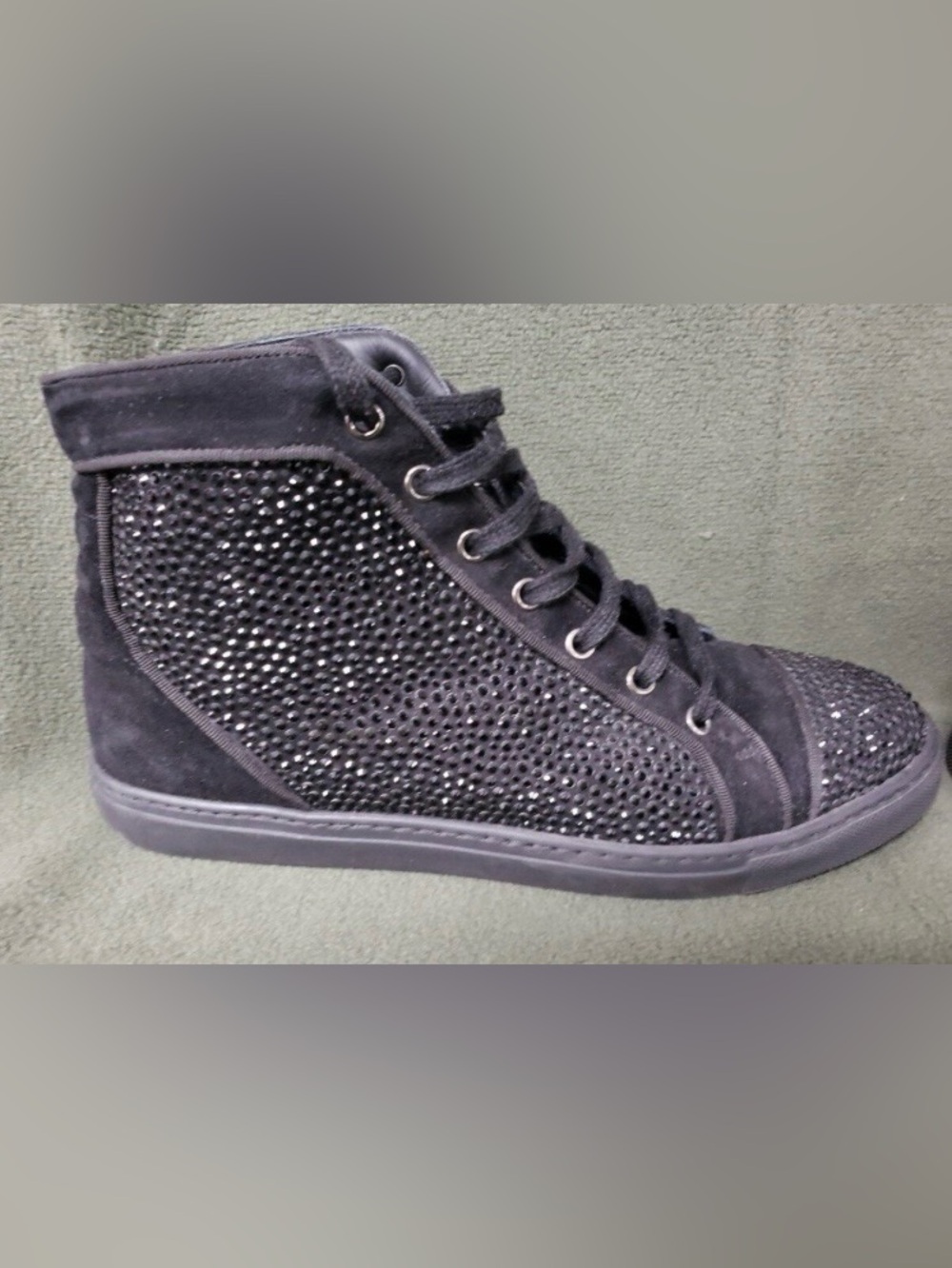 Louis Leeman Black Suede High Top Sneakers with Studded Detail - Picture 2 of 6